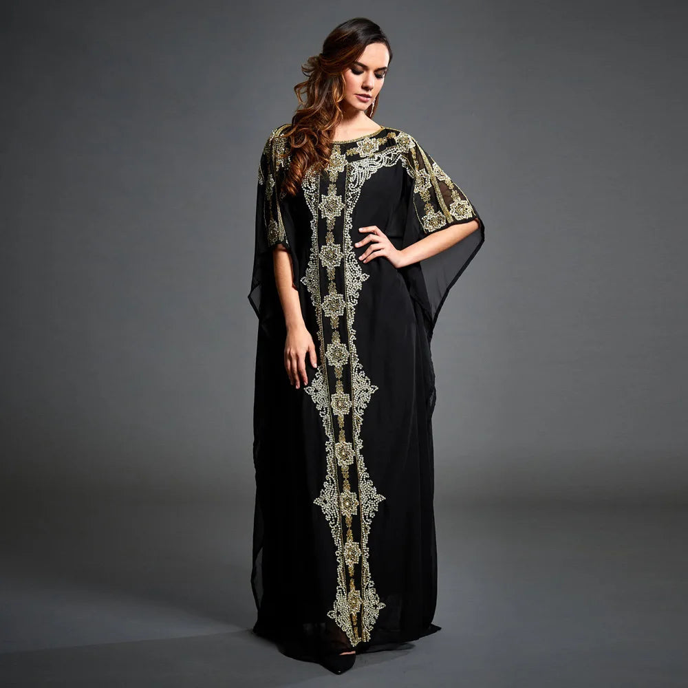 Quality MooMoo Clothing for Women | Robes Summer Dress Elegant Long Black Kaftan| MooMoo Dress